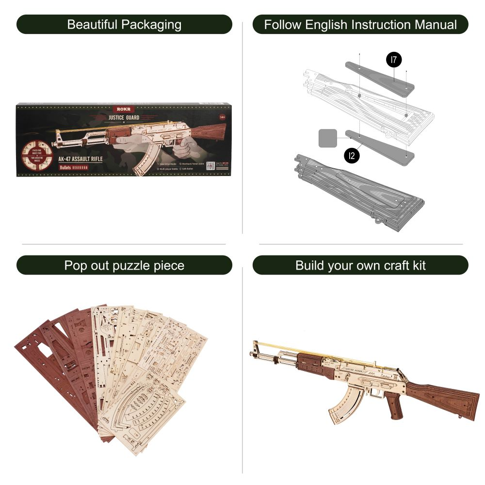 AK-47 Wooden Puzzle Gun 3D