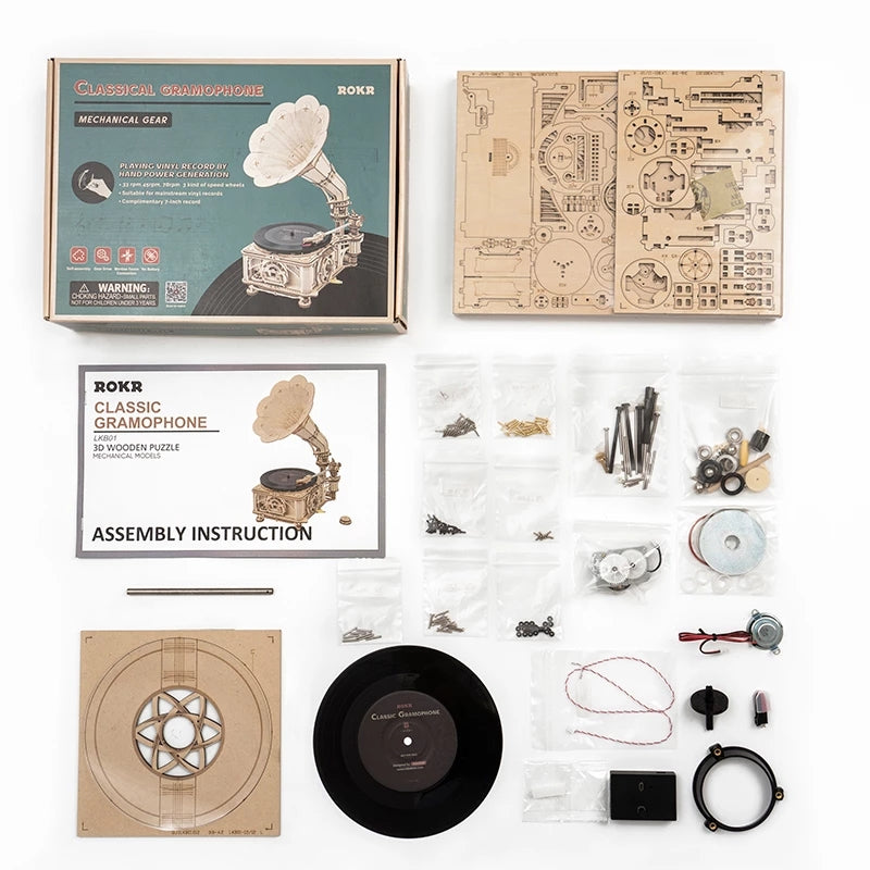 3D Hand Crank Gramophone Puzzle