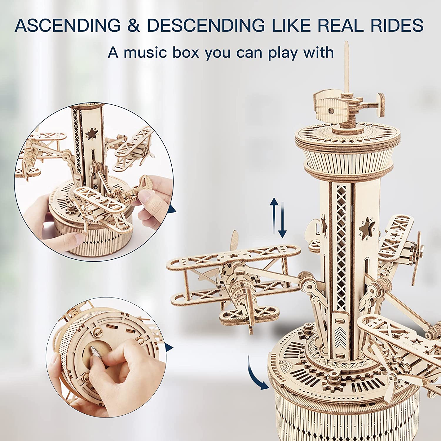 3D Wooden Puzzle Airplane Control Tower