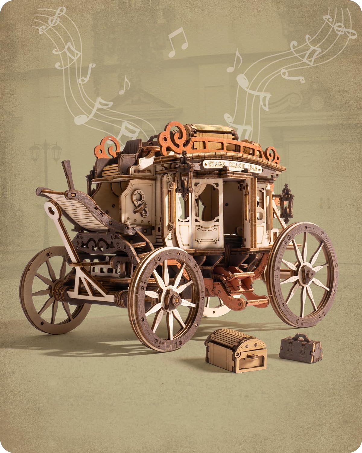 Stagecoach 3D Wooden Music Box Puzzle
