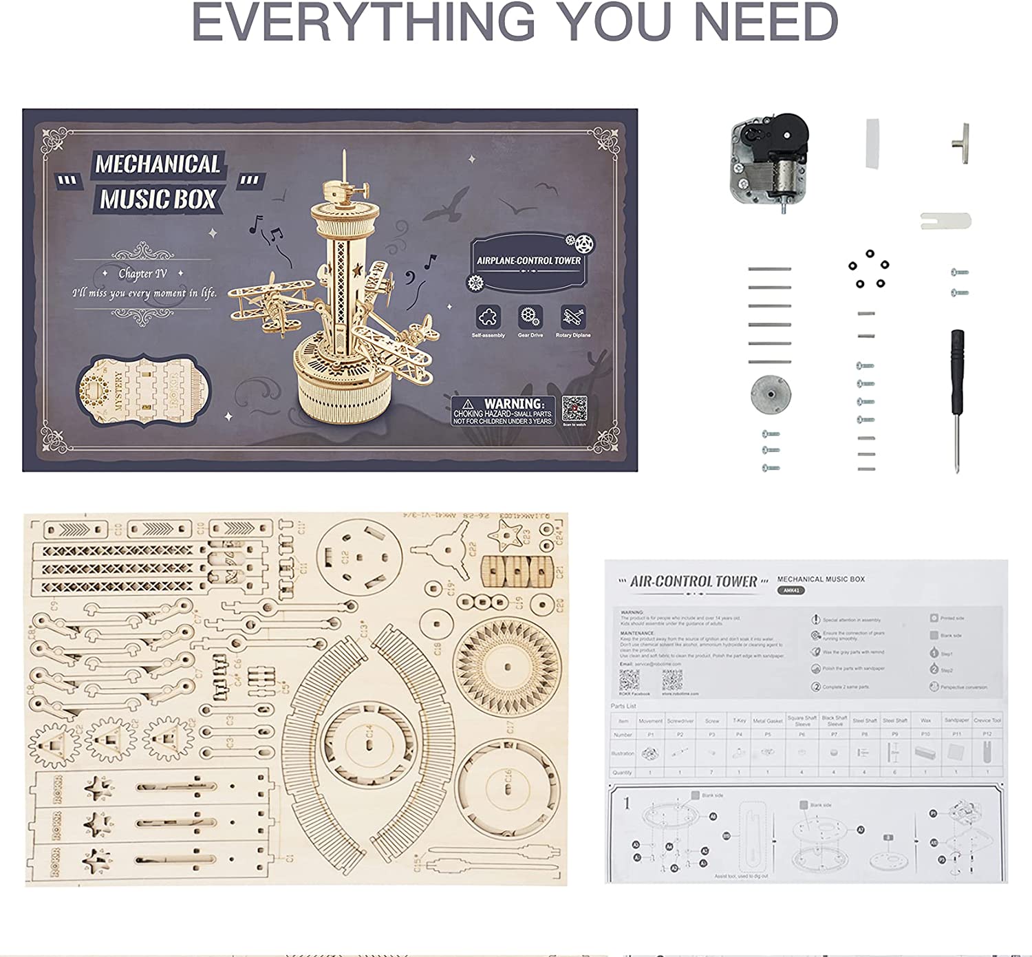 3D Wooden Puzzle Airplane Control Tower